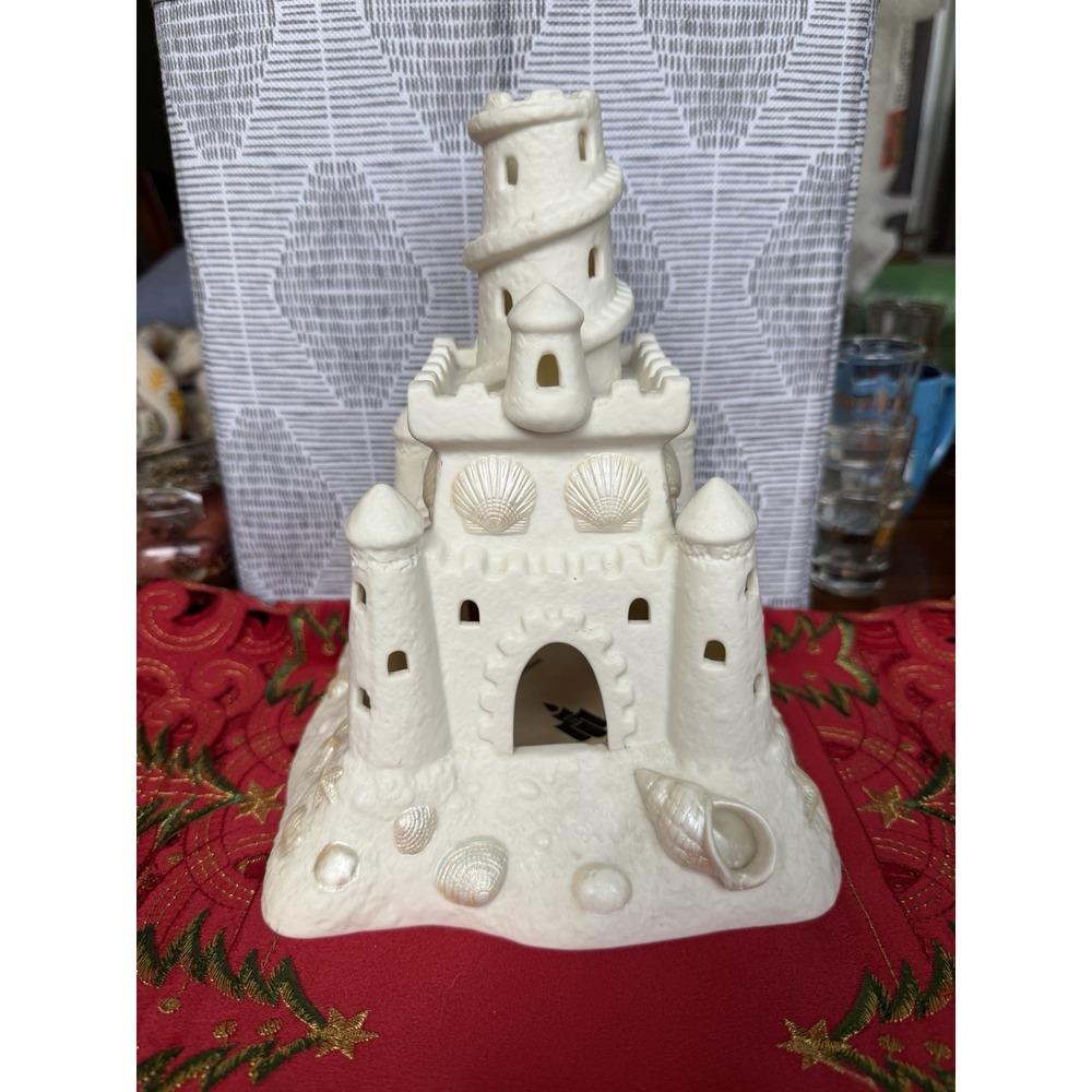Partylite Sand Castle Tea Light Candle Holder White Bisque Porcelain